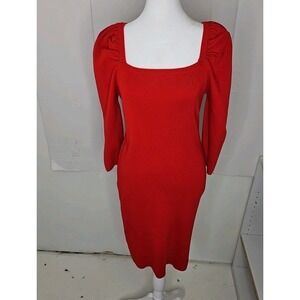 Lily Rose Sweater Body Con Dress Women's Red Sz Large Puffy Sleeves‎ Long NWT'S